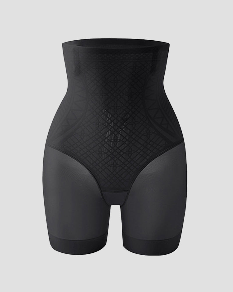 High Elastic Hip Lifting Mesh Patchwork Seamless Shaping Shorts