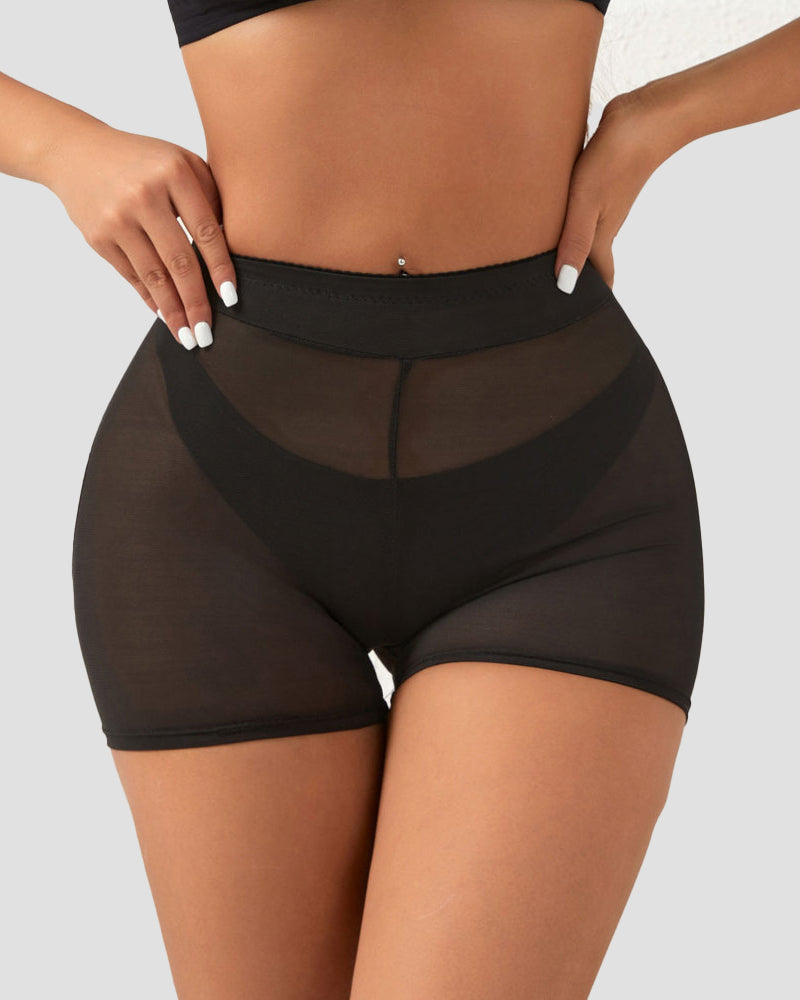 High Waisted Boxer Tummy Control Shaping Shorts With Sponge Pad