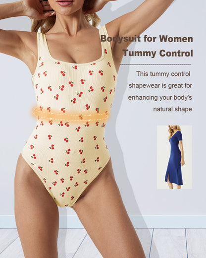 Stretch Vest Tummy Control Bodysuit for Women with Printing