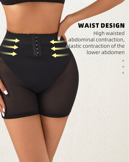 High Waist Hook And Eye Hip Lift Shaping Shorts With Sponge Pad