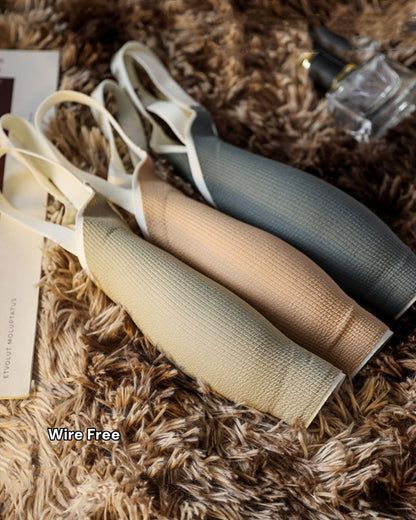 Fixed Cup Soft Support Gathered Anti Sagging Wire Free Bra