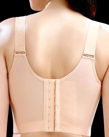 Women Side Support Longline Corset Wire-free Push Up Bra Adjustable Wide Straps