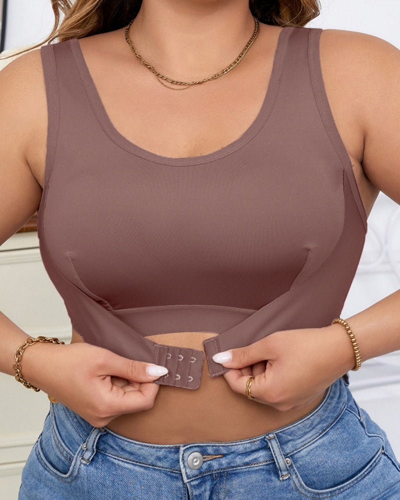 Large Size Comfortable Seamless Wireless Front Buckle Adjustable Bra