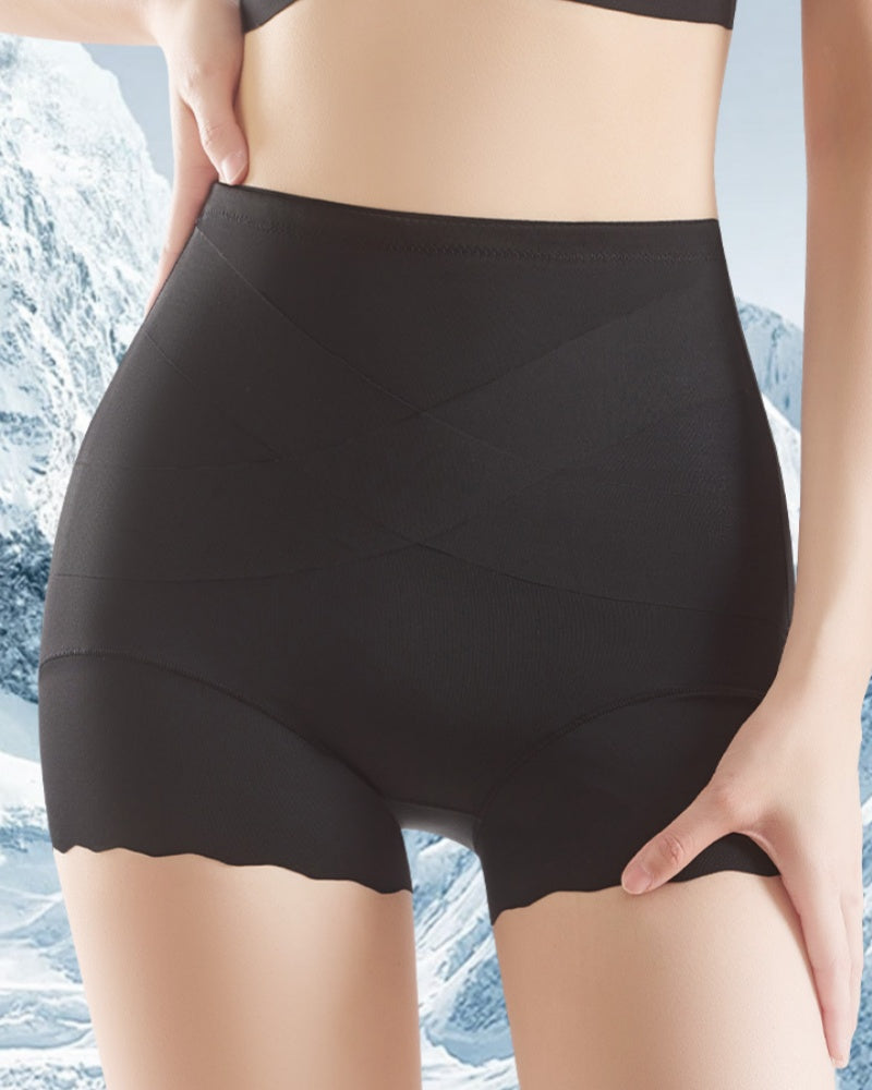 Ultra Thin Cross Waist Ice Silk Breathable Tummy Control Shaping Shorts