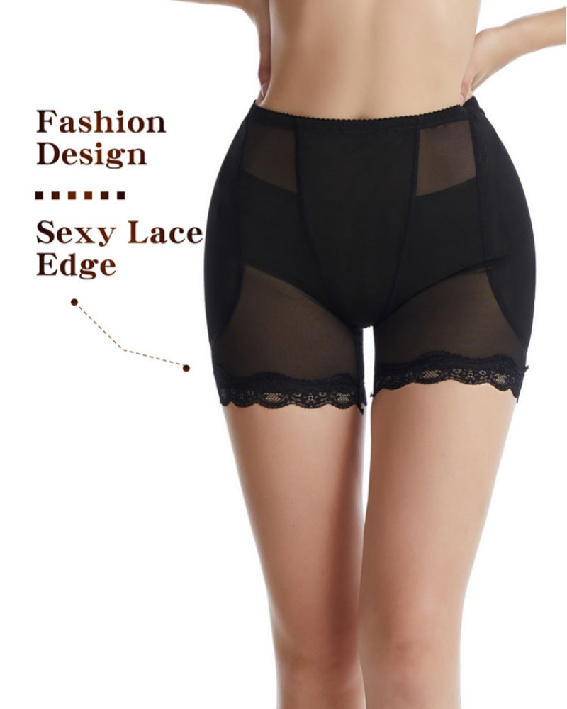 High Waisted Butt Lifting Mesh Shaping Shorts With Sponge Pad