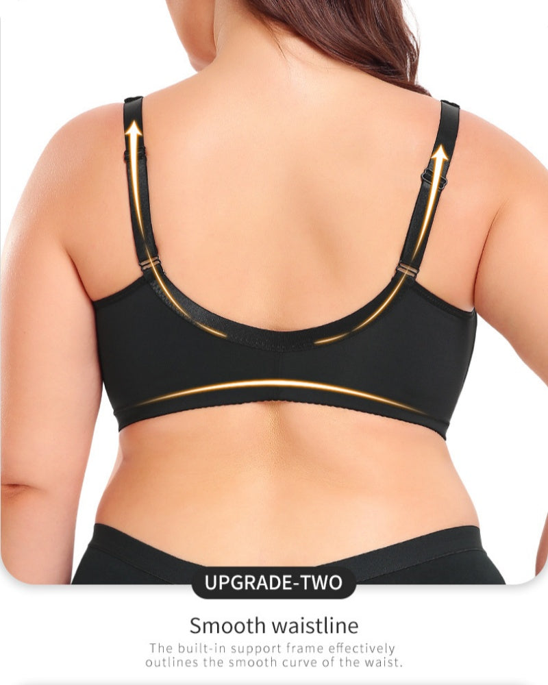 Women's Plus Size Thin Lace Push Up Shaping Bra with Front Closure