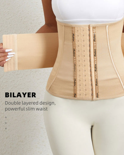 Fajas Colombianas Double Layer Postpartum Waist Trainer With Hook And Eye