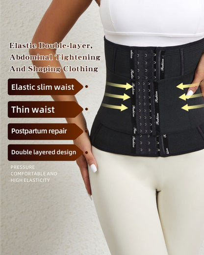 Fajas Colombianas Double Layer Postpartum Waist Trainer With Hook And Eye