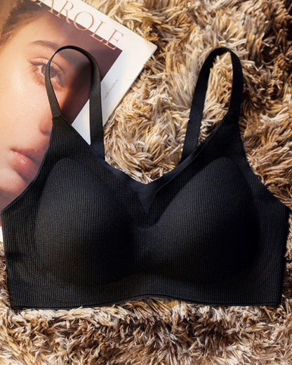 Fixed Cup Soft Support Gathered Anti Sagging Wire Free Bra