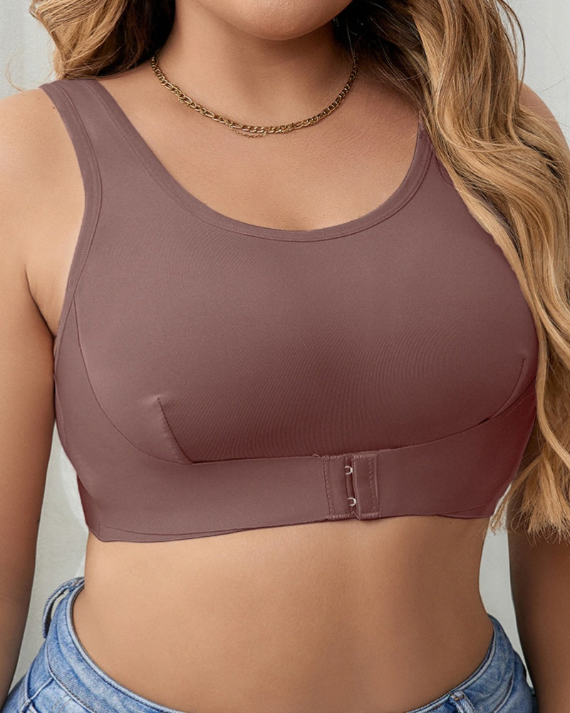 Large Size Comfortable Seamless Wireless Front Buckle Adjustable Bra