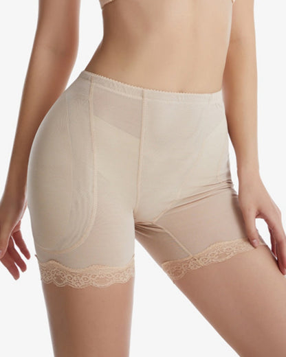 High Waisted Butt Lifting Mesh Shaping Shorts With Sponge Pad