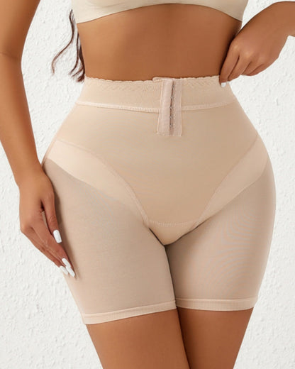 High Waist Hook And Eye Hip Lift Shaping Shorts With Sponge Pad