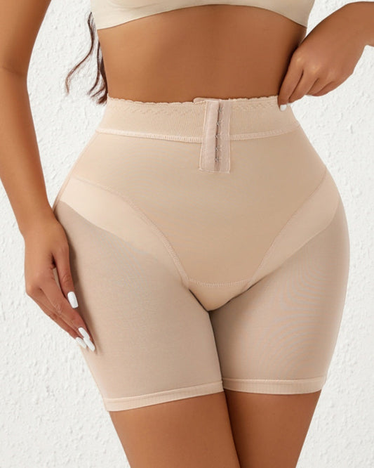 High Waist Hook And Eye Hip Lift Shaping Shorts With Sponge Pad