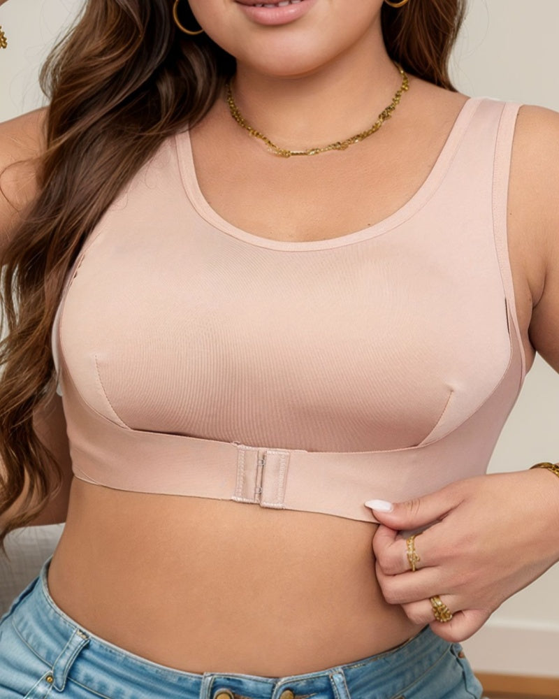 Large Size Comfortable Seamless Wireless Front Buckle Adjustable Bra