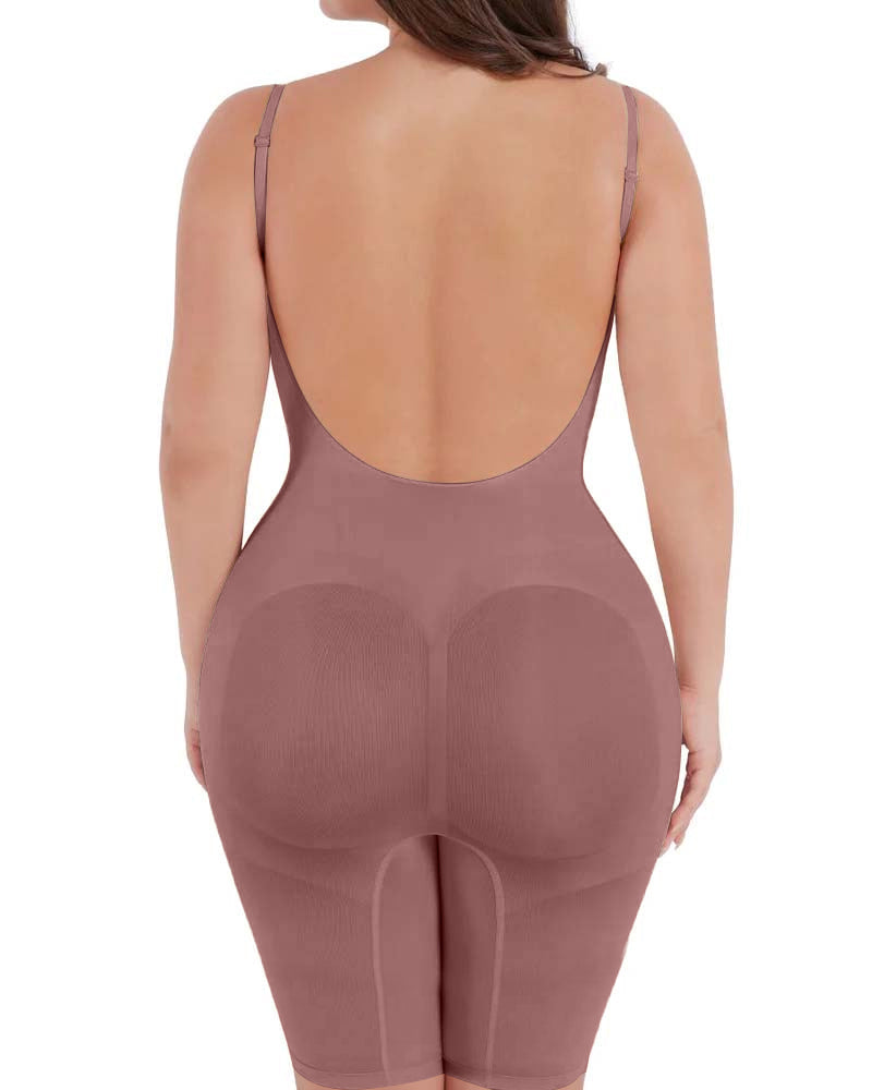 Seamless Backless Mid Length Tummy Control Shapewear Bodysuit
