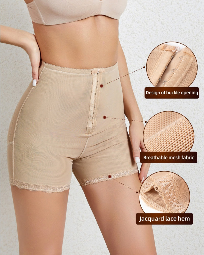 Breathable Seamless High Waist Shaping Shorts with  Hook and Eye