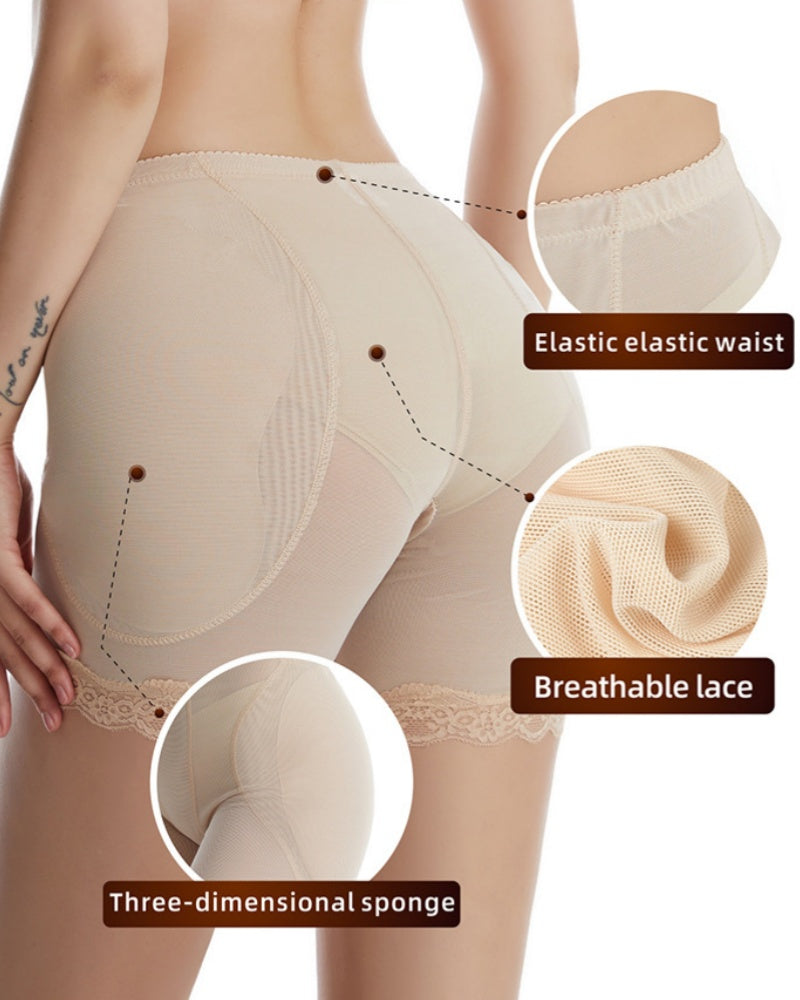 High Waisted Butt Lifting Mesh Shaping Shorts With Sponge Pad