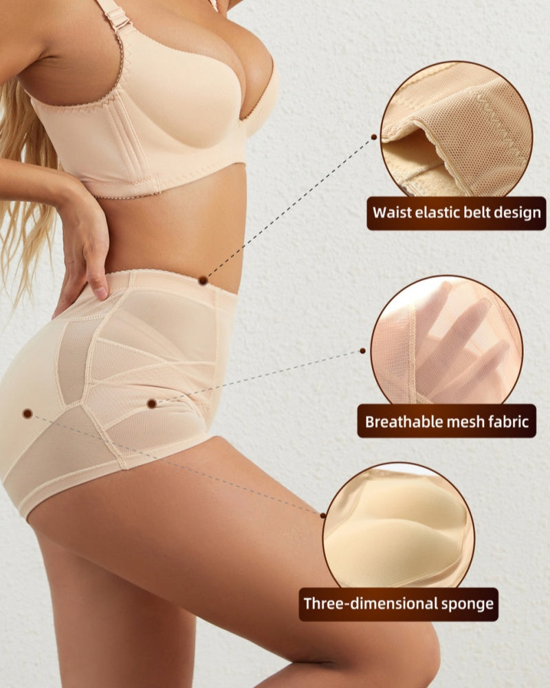 Mesh Tummy Control Butt Lift Smoothing Shaping Shorts With Sponge Pad