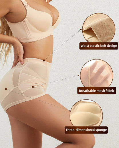 Mesh Tummy Control Butt Lift Smoothing Shaping Shorts With Sponge Pad