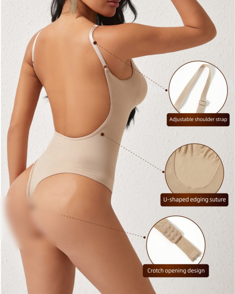 Backless Seamless Tummy Control Thong Shapewear Bodysuit