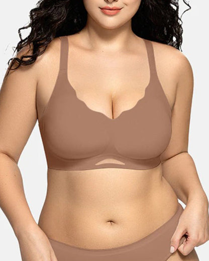 Women's Solid Color Seamless Breathable Wireless Push Up Bra