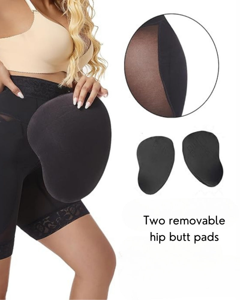 4 Row Button High Waist Hip Lift Shaping Shots With Removable Pads
