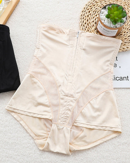 Women's Smooth High Waist Elastic Mesh Shaping Shorts with Front Hooks