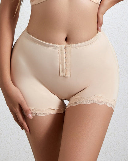 Seamless Low Waist Boxer Tummy Control Shaping Shorts with Hooks