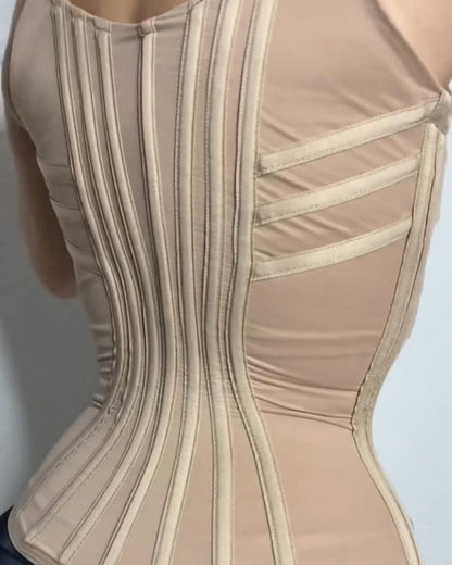Fajas Colombianas Open Bust Corset Tummy Control Waist Trainer With Lace Trim