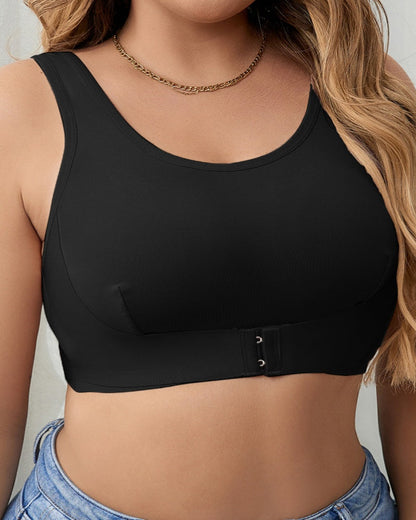 Large Size Comfortable Seamless Wireless Front Buckle Adjustable Bra