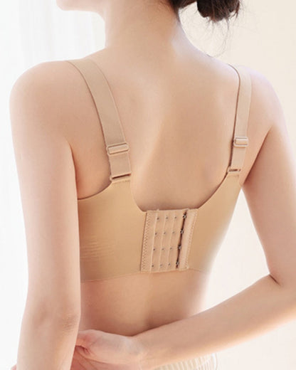 Women's Seamless Mesh Patchwork Anti Exposure Bra With Wide Strap