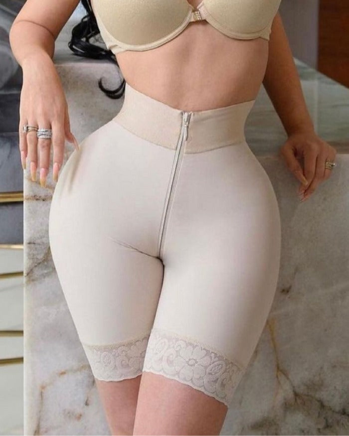 Shapshe® Double Compression Butt Lifter Zipper Shorts High Waisted Butt Pads Seamless Body Shaper Short