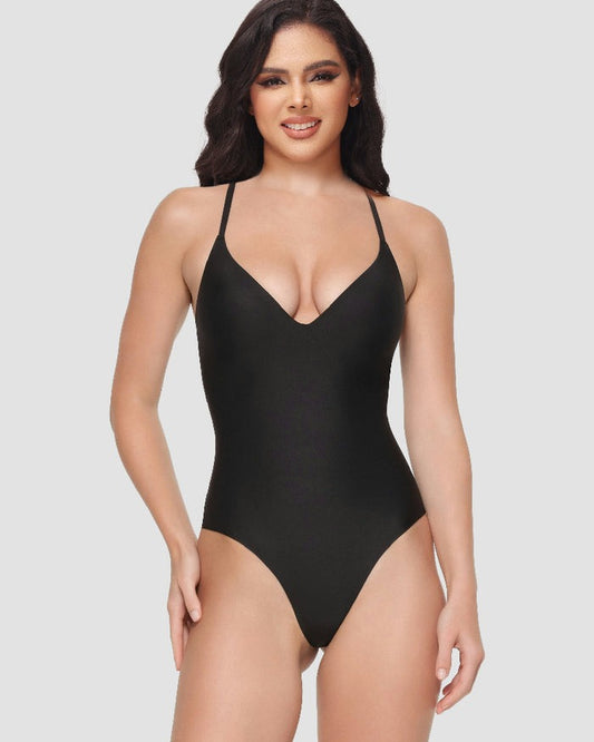 Shapshe® Smooth Push Up Pad Thong Bodysuit Seamless  Deep V-Neck Body Shaper
