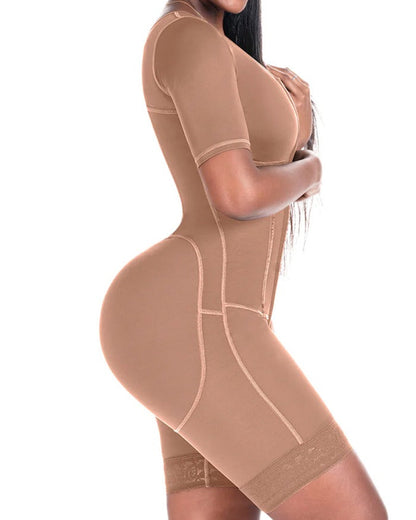 Precise Mid Thigh With Attached Bra & Arms High Compression Tummy Control Full Bodysuit Faja Shapewear