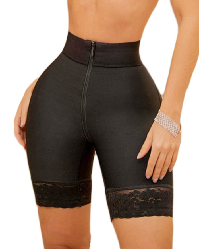 Shapshe® Double Compression Butt Lifter Zipper Shorts High Waisted Butt Pads Seamless Body Shaper Short