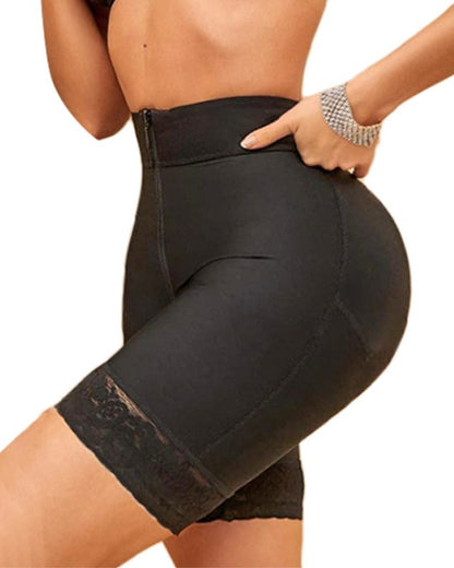 Shapshe® Double Compression Butt Lifter Zipper Shorts High Waisted Butt Pads Seamless Body Shaper Short