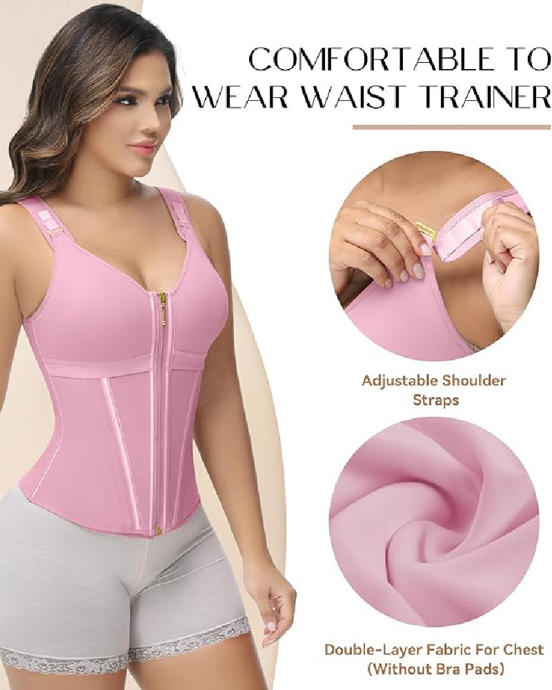 Women's Leopard Print Vest Tummy Control Waist Trainer With Bra