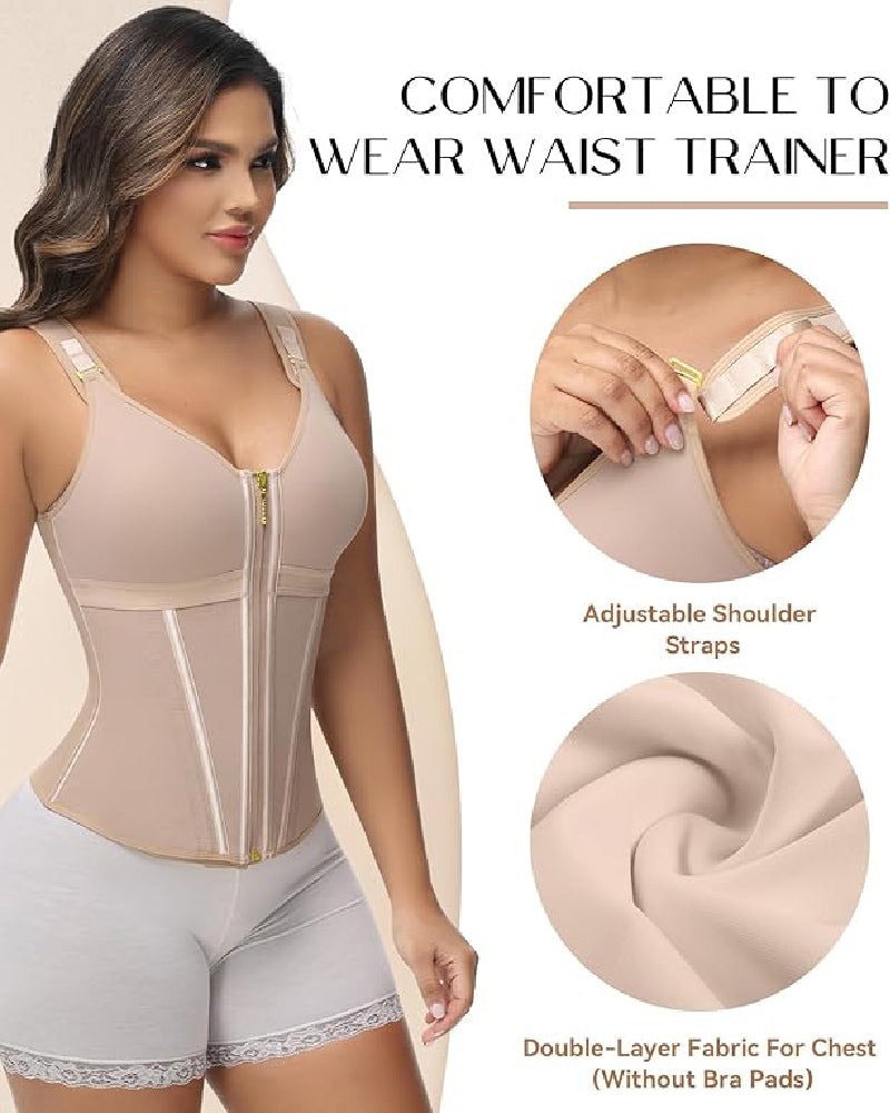 Women's Leopard Print Vest Tummy Control Waist Trainer With Bra