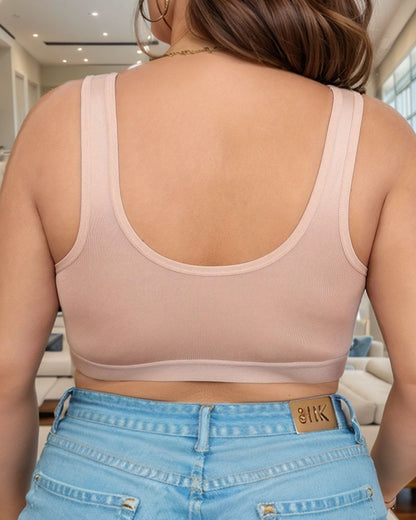 Large Size Comfortable Seamless Wireless Front Buckle Adjustable Bra