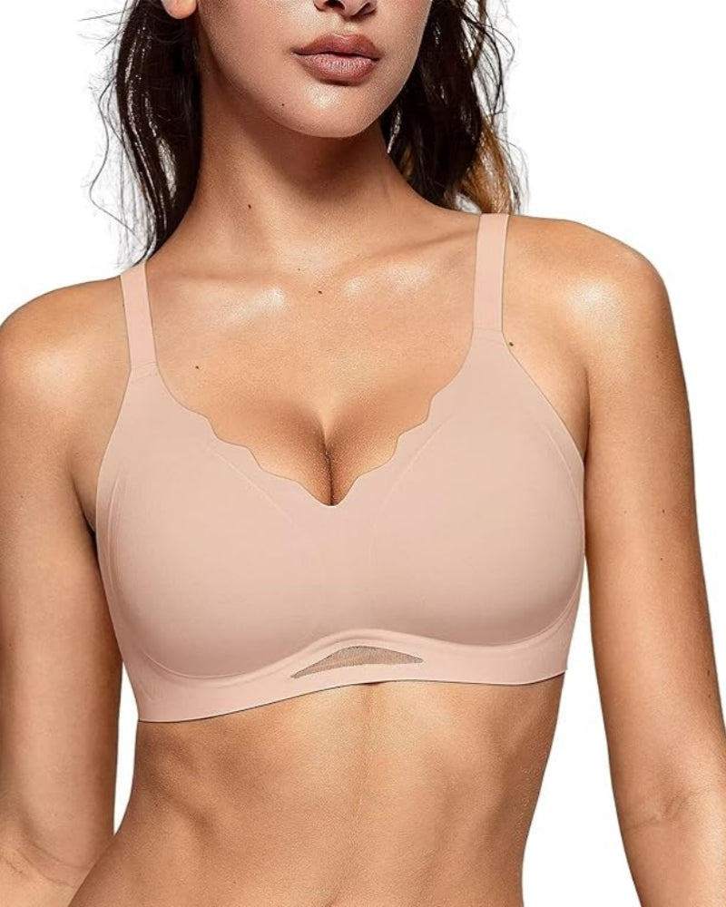 Women's Solid Color Seamless Breathable Wireless Push Up Bra