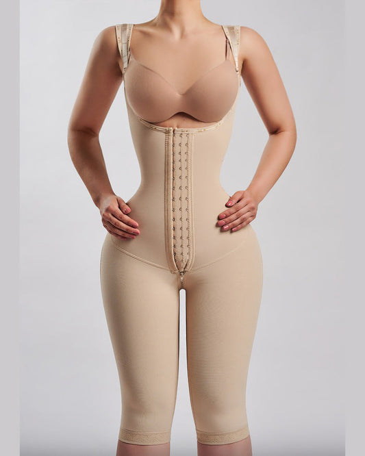 Shapshe® Open Bust Knee Length Firm Postpartum Tummy Tucking Full Bodysuit Shapewear