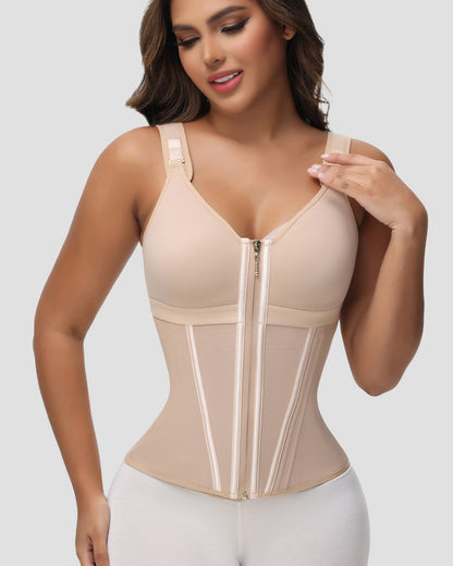 Women's Leopard Print Vest Tummy Control Waist Trainer With Bra
