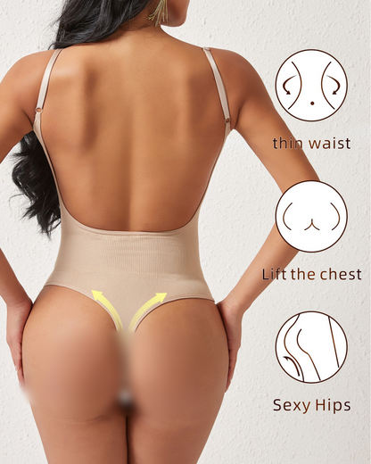 Backless Seamless Tummy Control Thong Shapewear Bodysuit