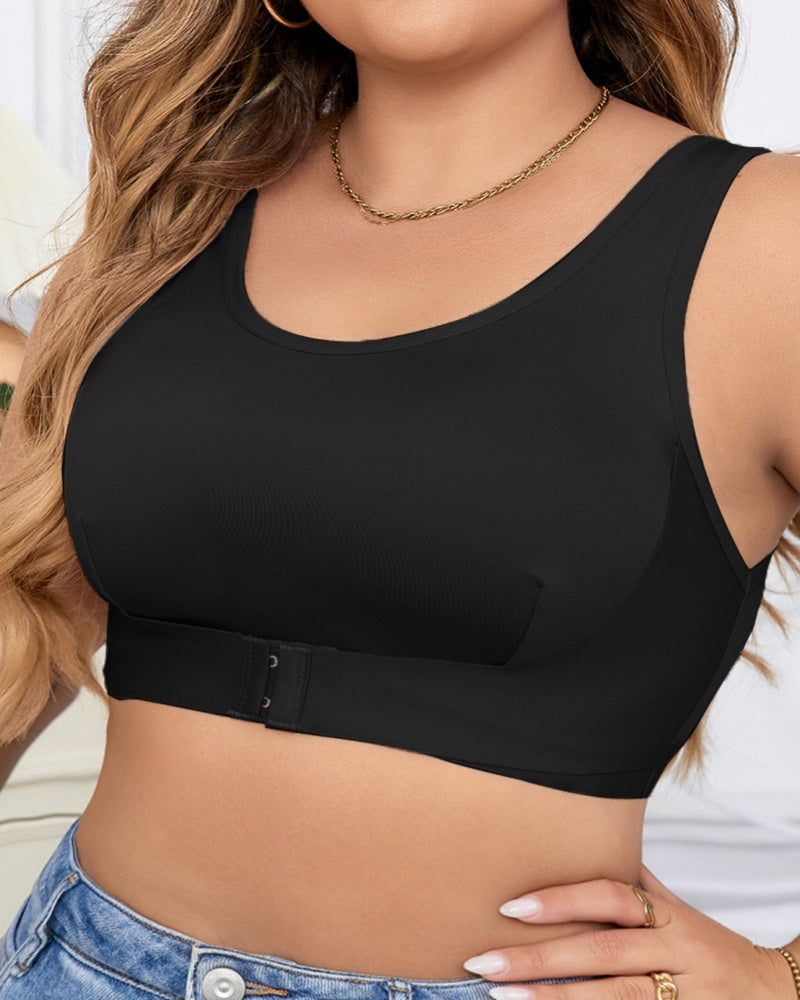 Large Size Comfortable Seamless Wireless Front Buckle Adjustable Bra