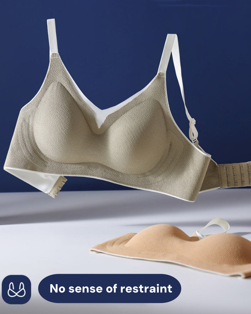 Fixed Cup Soft Support Gathered Anti Sagging Wire Free Bra
