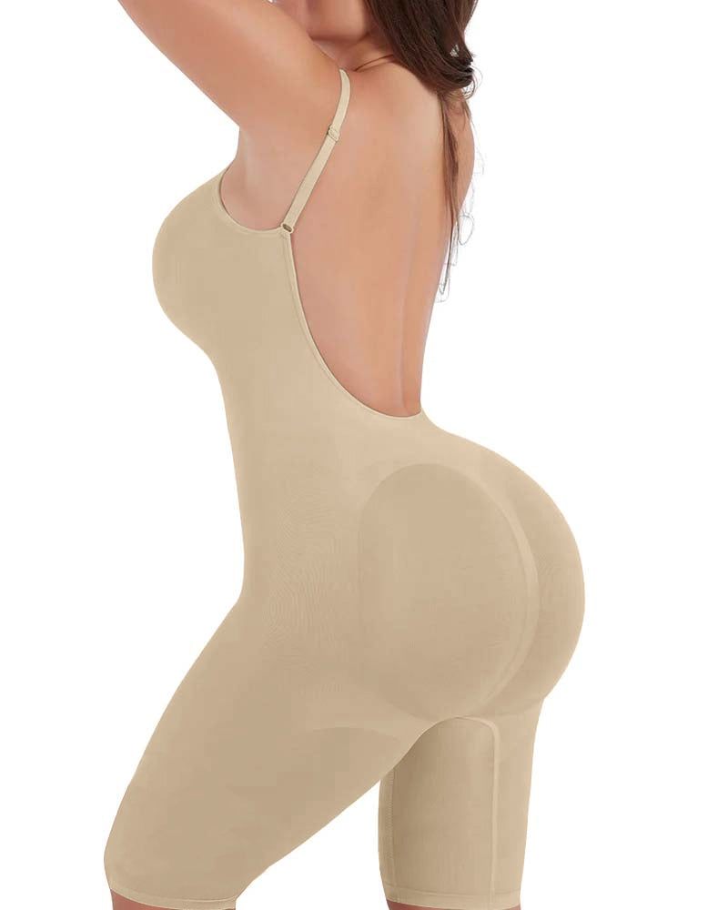 Seamless Backless Mid Length Tummy Control Shapewear Bodysuit
