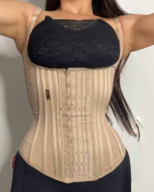 Fajas Colombianas Open Bust Corset Tummy Control Waist Trainer With Lace Trim