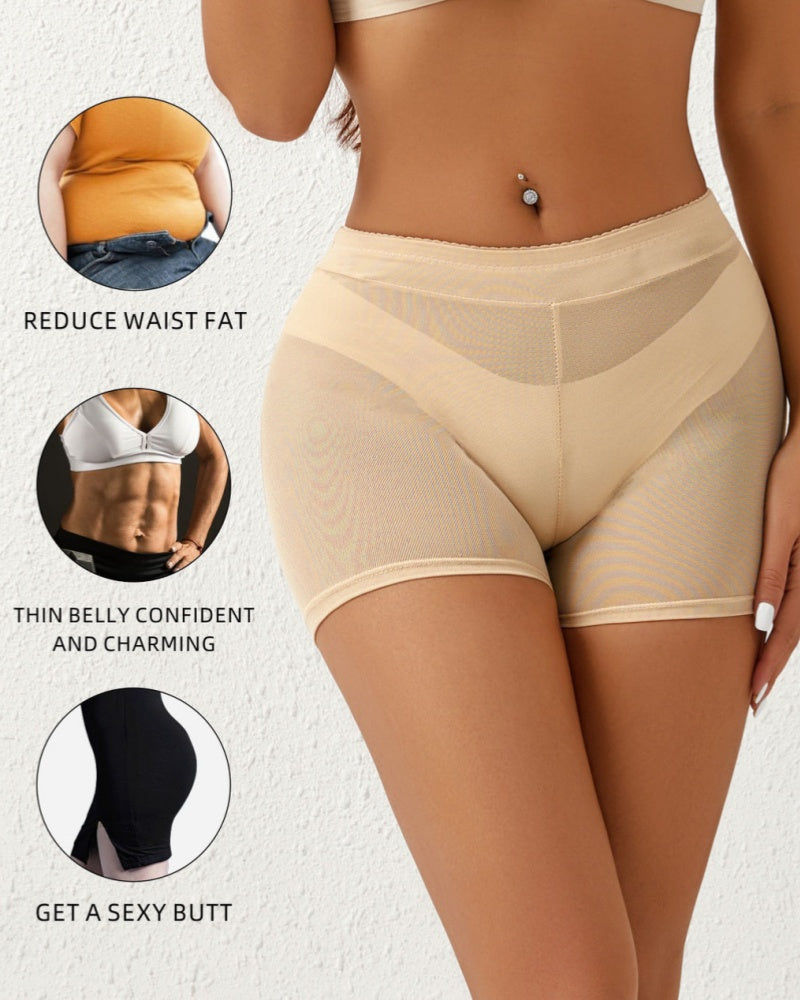 High Waisted Boxer Tummy Control Shaping Shorts With Sponge Pad