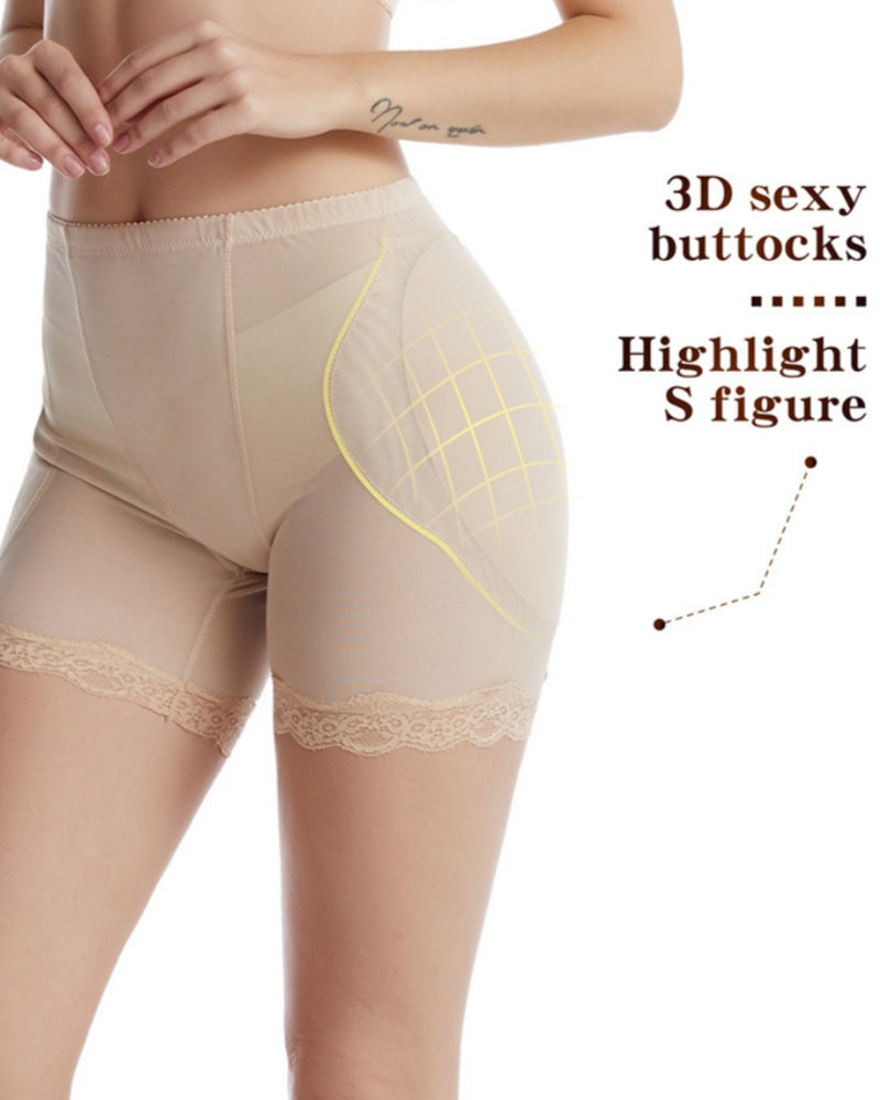 High Waisted Butt Lifting Mesh Shaping Shorts With Sponge Pad