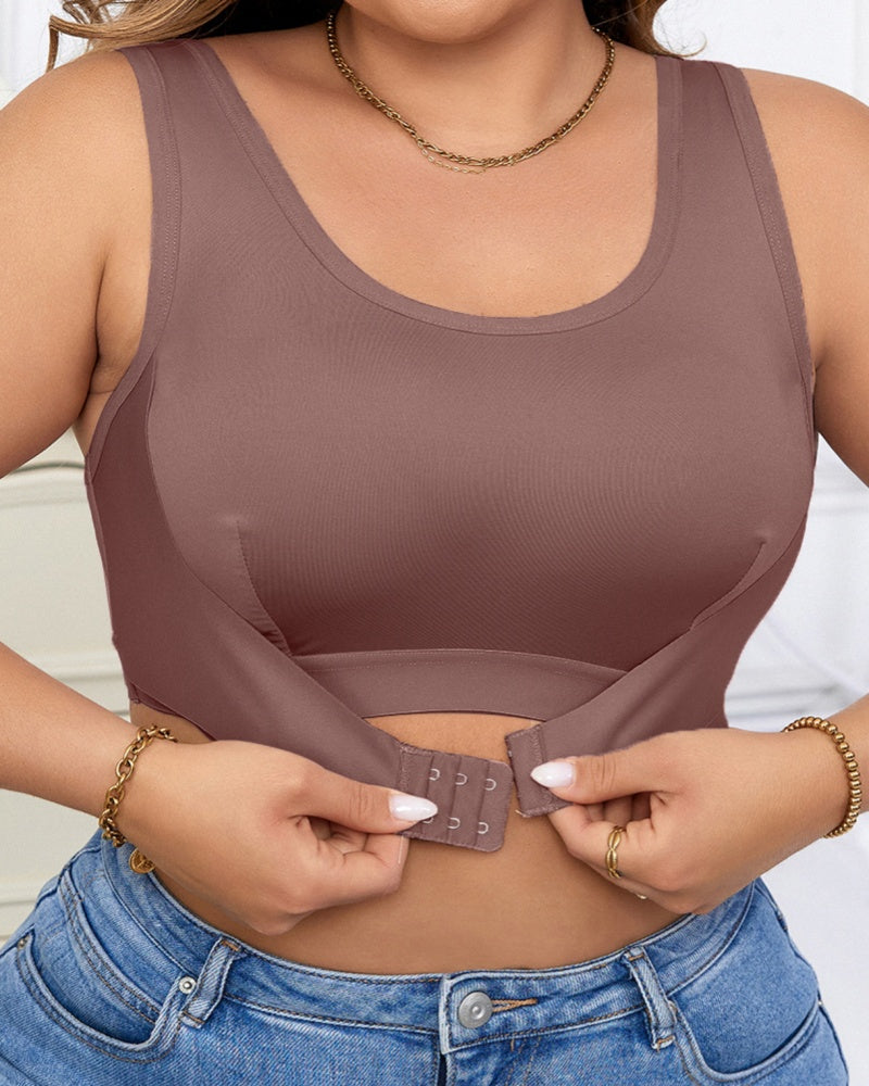 Large Size Comfortable Seamless Wireless Front Buckle Adjustable Bra